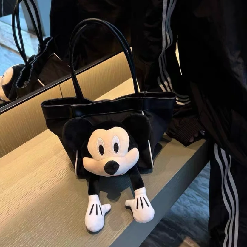 夏季流行卡通多巴胺米奇帆布手提水桶包可爱百搭玩偶包