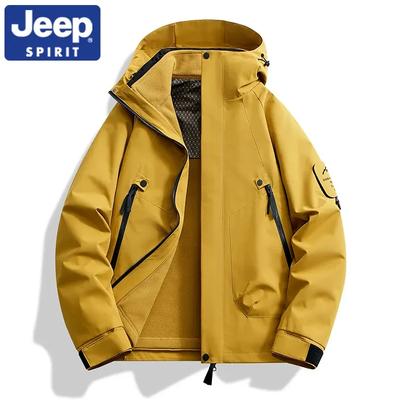 JEEPSPIRIT吉普2024秋冬新款三合一冲锋衣男女款抓绒内胆情侣外套