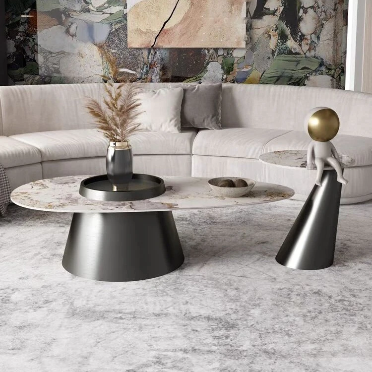 802#岩板茶几组合意式极简轻奢现代客厅不锈钢高端设计师茶几落地