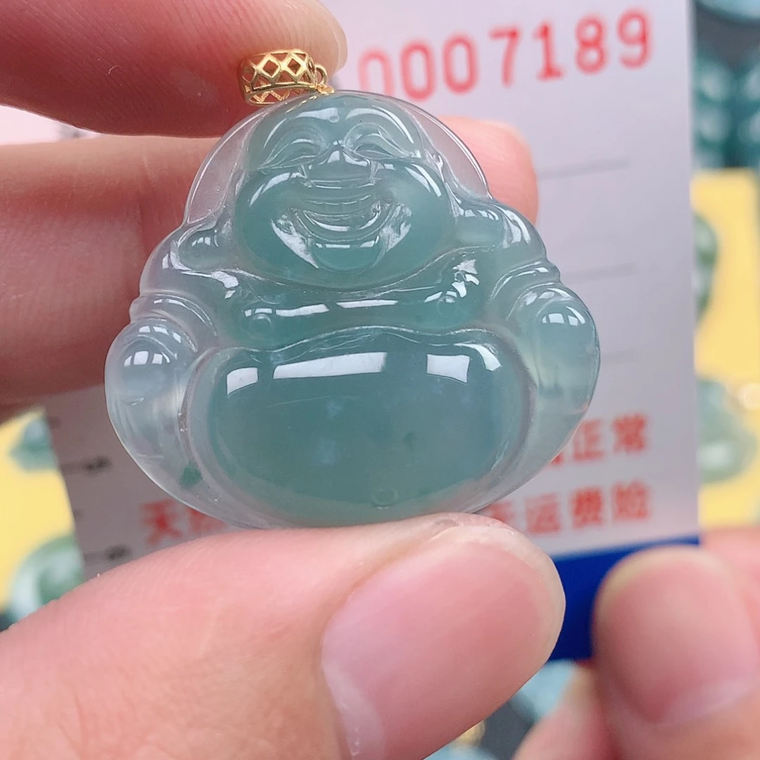 翡翠吊坠(不含链)18K金镶嵌