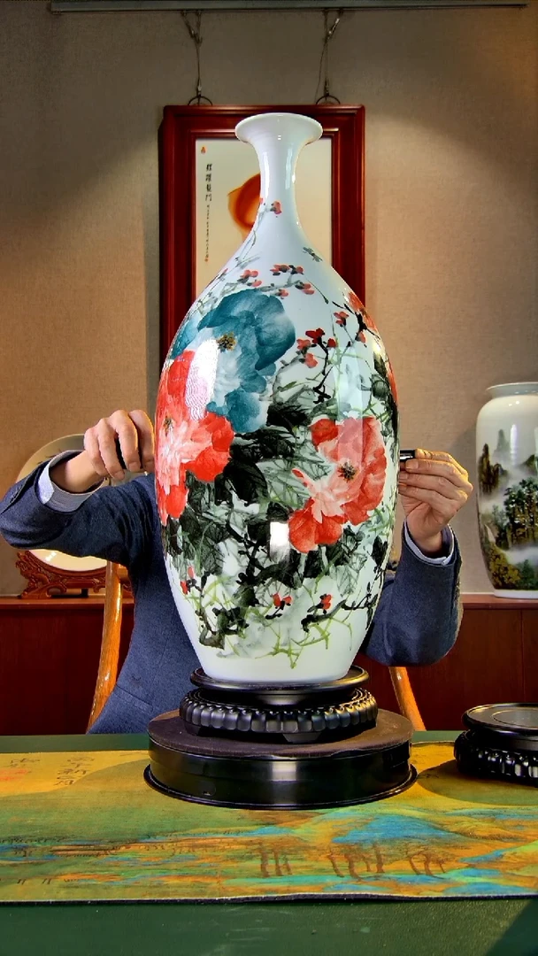【闪购商品】瓶景德镇陶东方陶瓷艺术作品花瓶瓷板画摆件