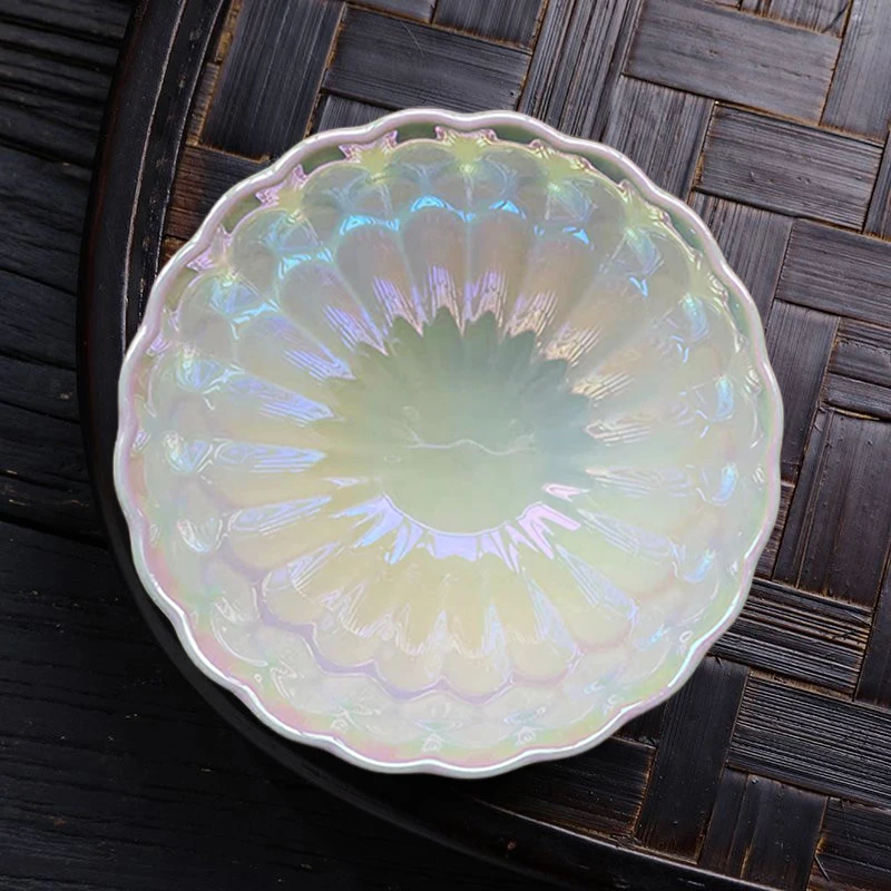 珍珠白贝陶瓷主人杯网红水杯复古七彩茶盏小茶杯盏杯描金网红爆款