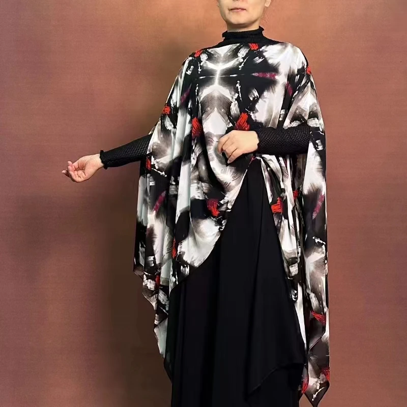 【希之韵】YU003-12新款黑白水墨画小翅膀设计师款时尚上衣