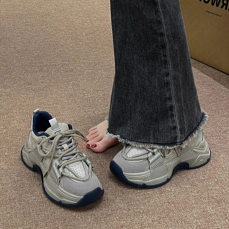 （万达撤柜）厚底老爹鞋女跑步鞋2024新款爆款百搭春季休闲运动鞋女