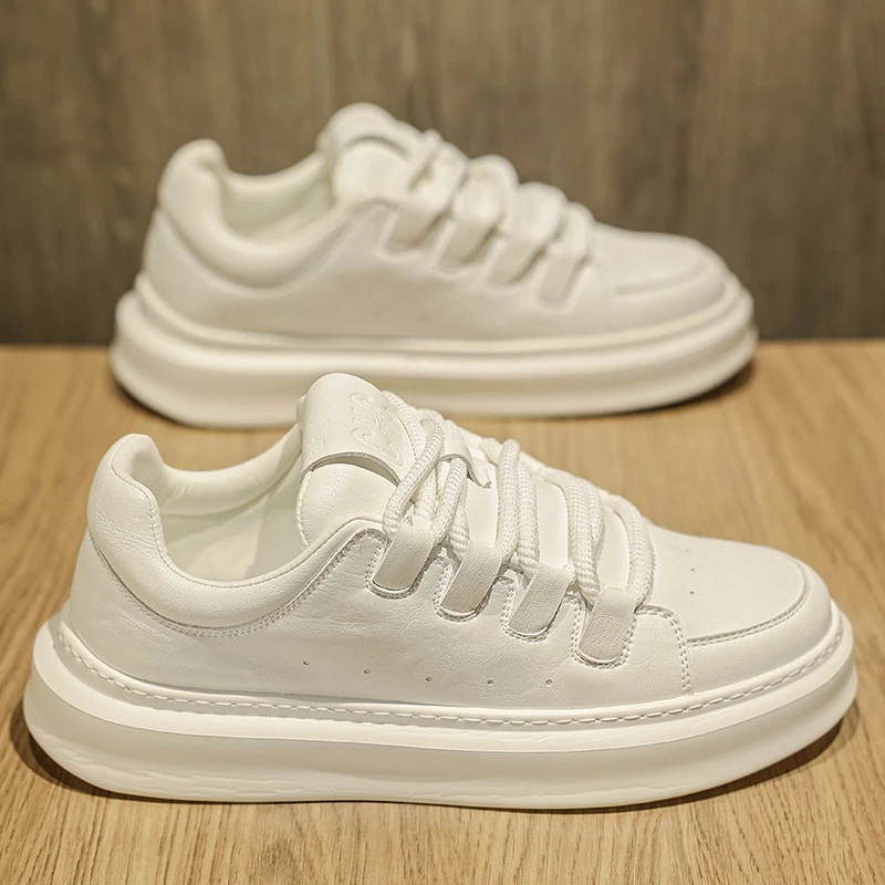 2024新款春秋季男士小白鞋高级感潮流百搭秋款休闲鞋西装白色板鞋