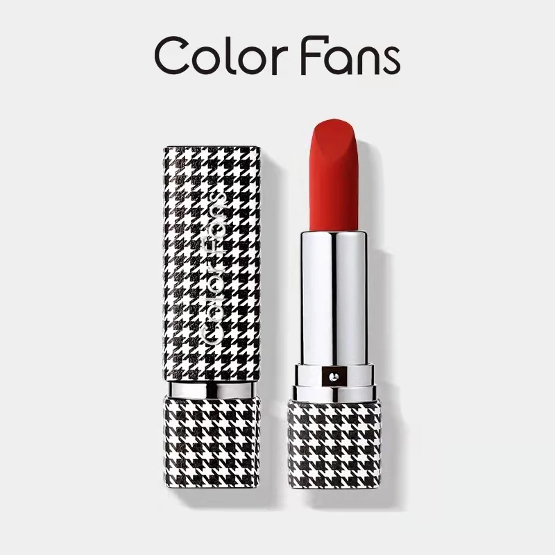 colorfans/迷色粉丝千鸟格口红哑光不易掉色丝绒雾面唇膏日常显白