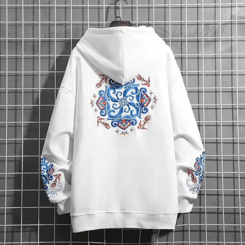 W3331重磅420克秋冬新款刺绣卫衣男潮牌情侣装宽松潮流外套连帽