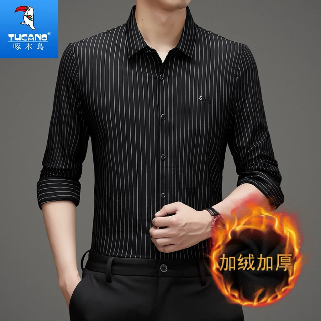 TUCANO/啄木鳥加绒男士高级衬衫轻奢大气经典百搭秋冬打底高档