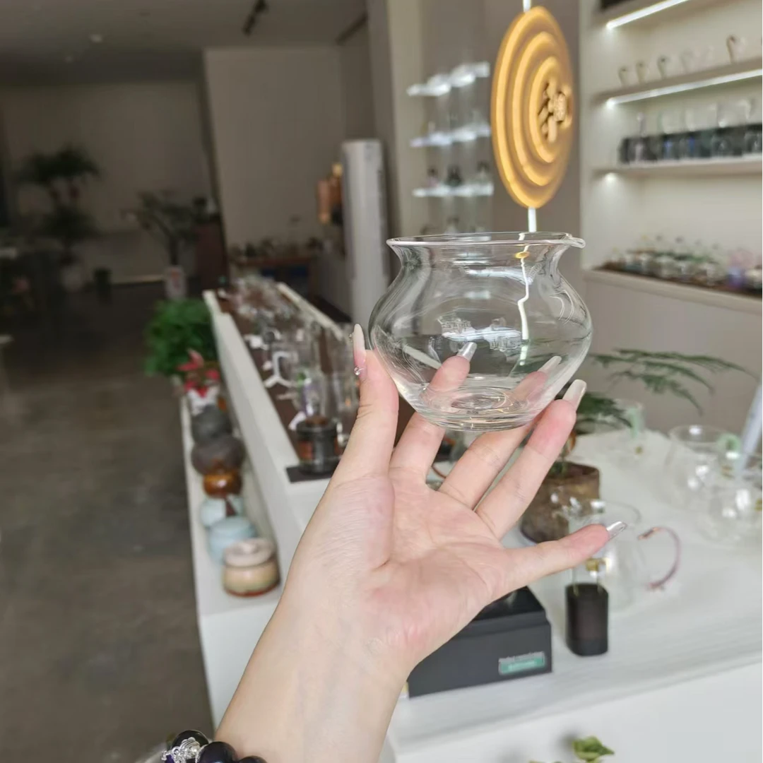 禾器晶彩幻彩天逸茶海玻璃手抓无耳公道杯耐热公杯手工创意分茶