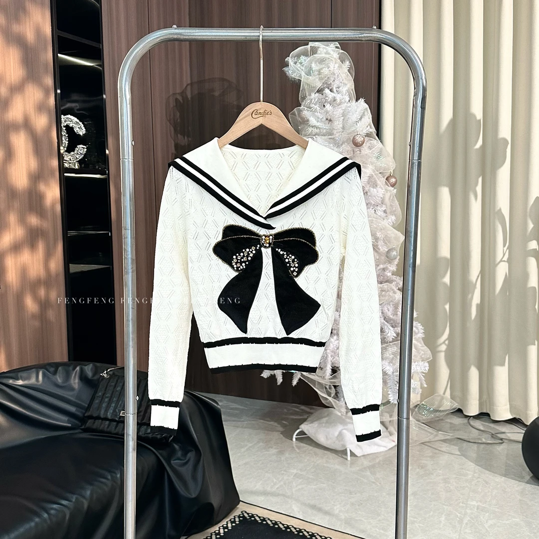 冯冯●【学院派】小香风拼色简约休闲甜美气质减龄针织衫JJD4ZZS8193