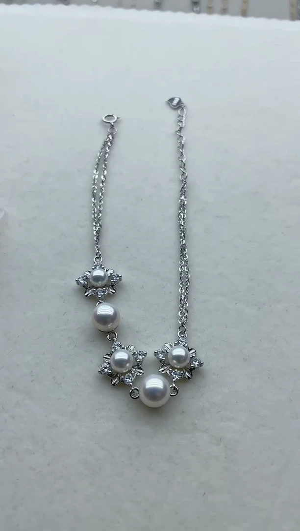 【闪购商品】淡水珍珠手链银S925镶嵌D7