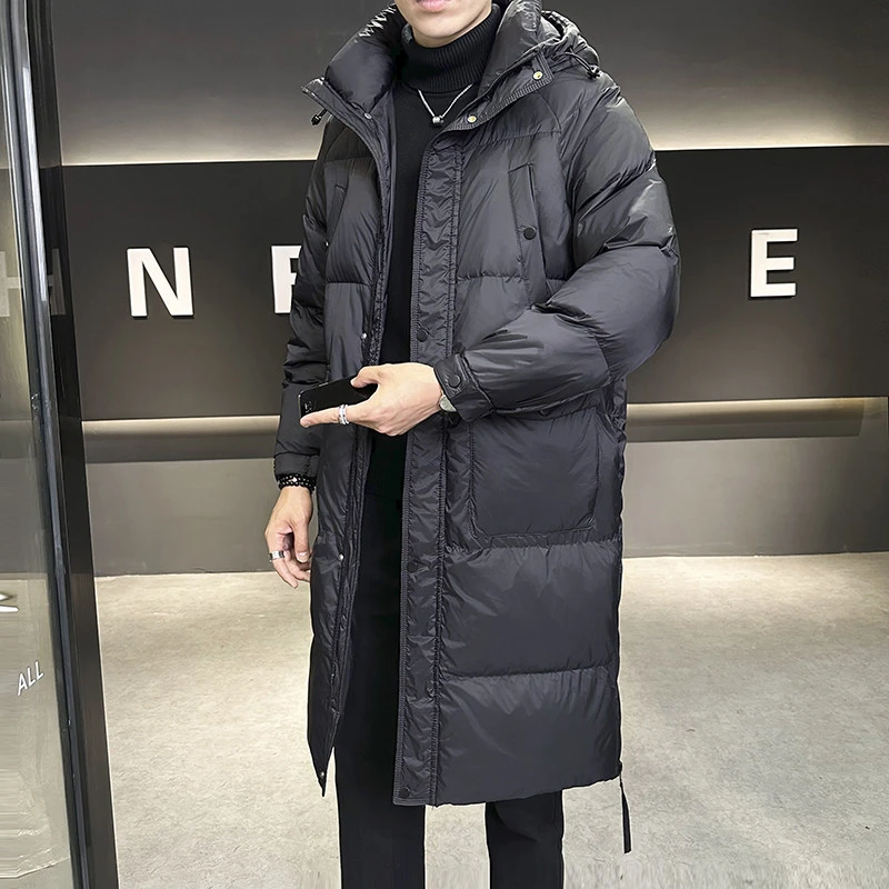 中长款羽绒服男冬季加厚2025年新款高端加厚保暖百搭连帽防寒