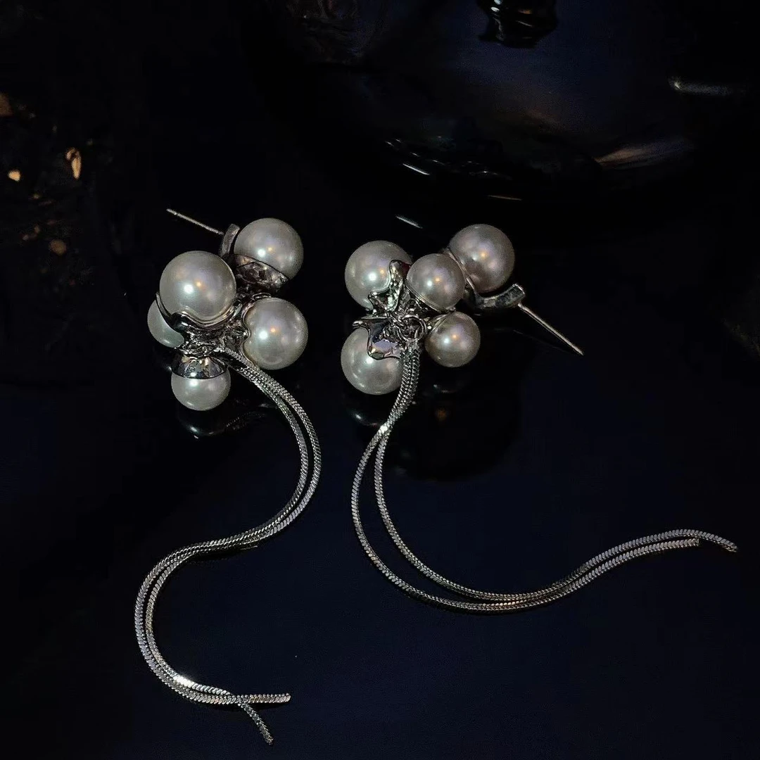 合金耳饰 eonniya 白珠珠流苏耳饰