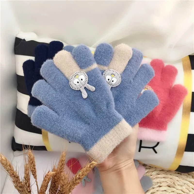 儿童手套新款卡通小兔全指秋冬季保暖防寒学生五指男女童手套分指