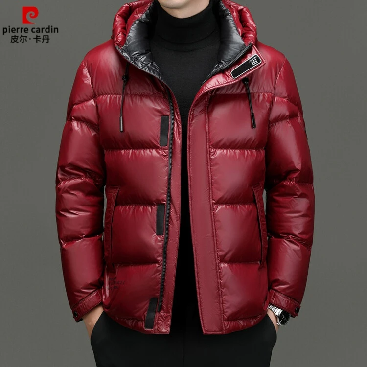 皮尔卡丹羽 绒服男女亮面免洗冬季时尚潮流防寒冬装连帽短款外套