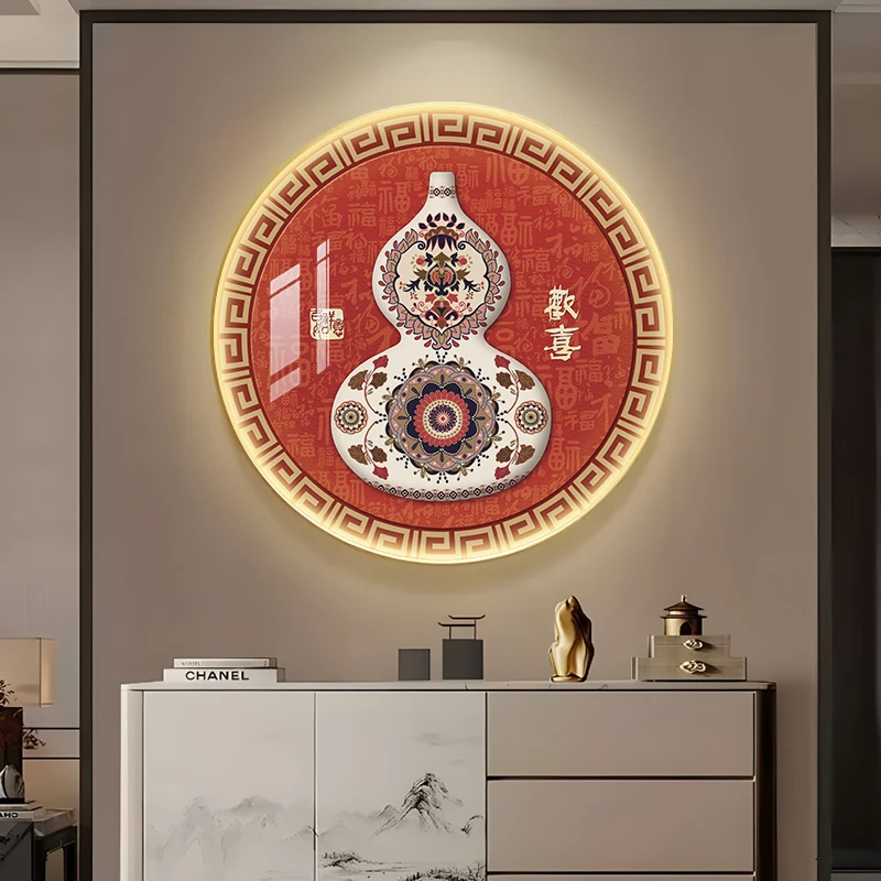 新中式葫芦玄关装饰画高档走廊过道百福挂画客厅餐厅茶室墙面壁画