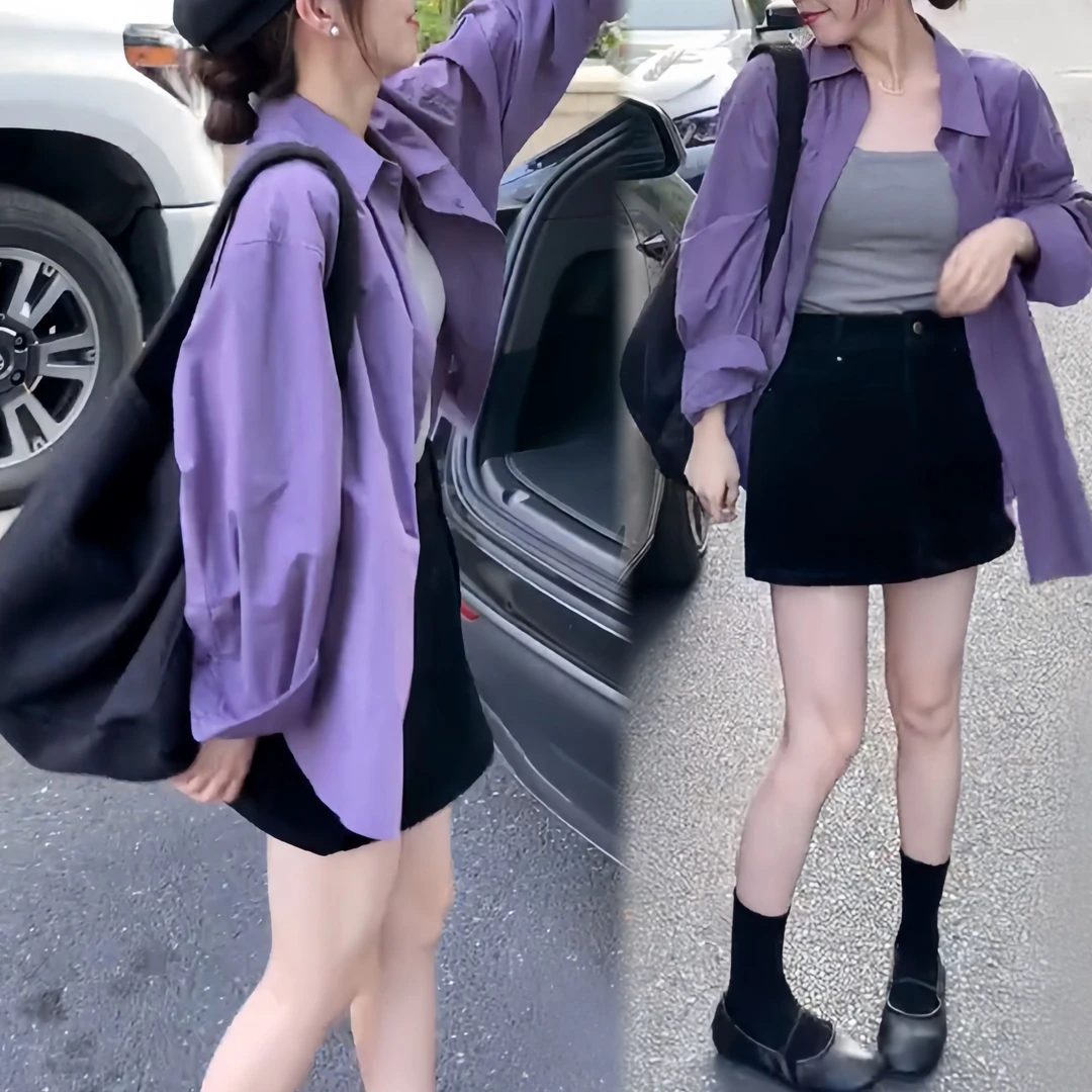 早秋慵懒风穿搭2024秋季新款韩版洋气减龄衬衫显瘦半身裙时尚百搭