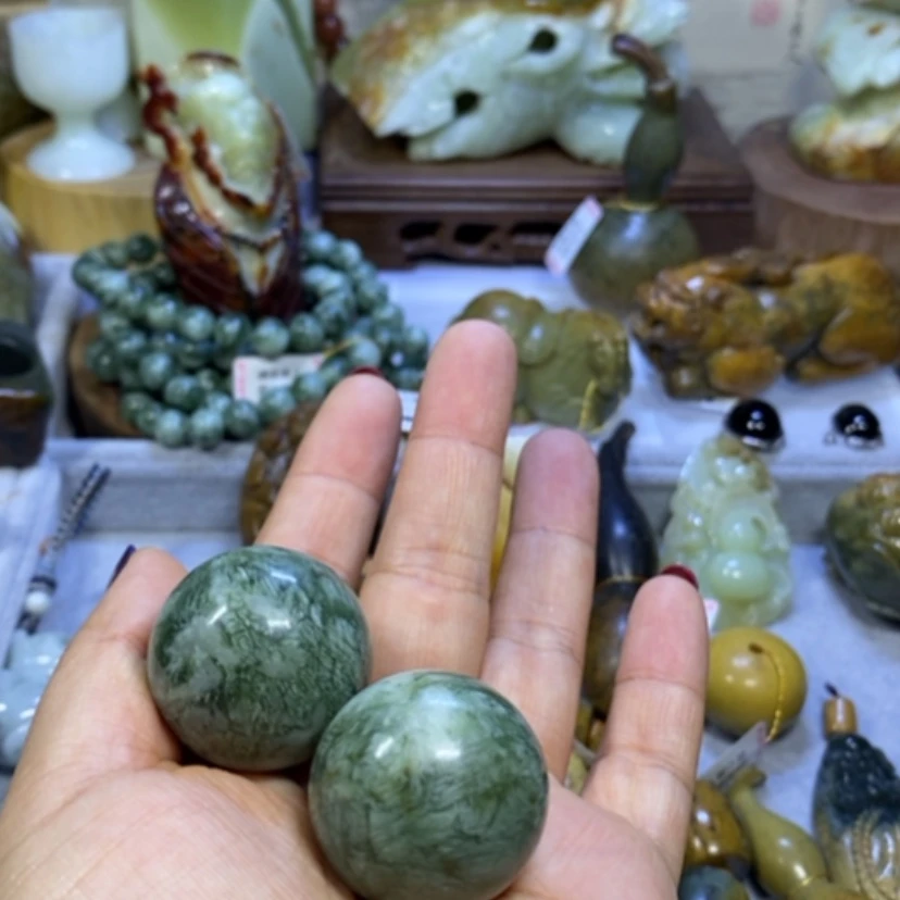 【闪购商品】蛇纹石玉珠2个未镶嵌止*