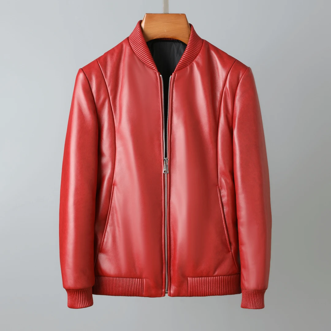 孤品冬季男士新款绵羊皮羽绒服夹克 高档时尚潮流轻奢真皮皮衣