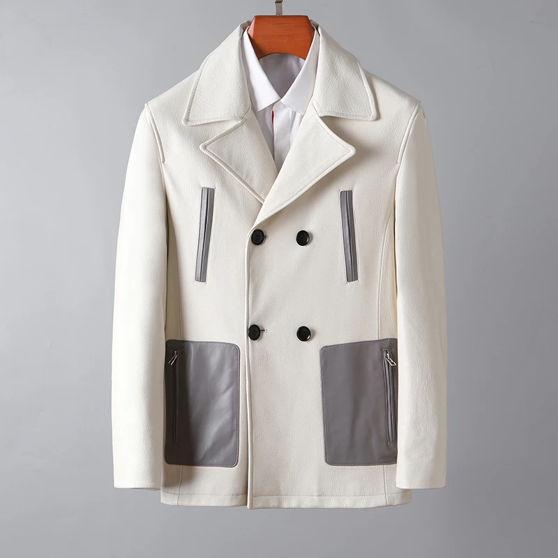 孤品清仓山羊皮男士休闲修身商务立领潮流时尚真皮皮夹克外套04