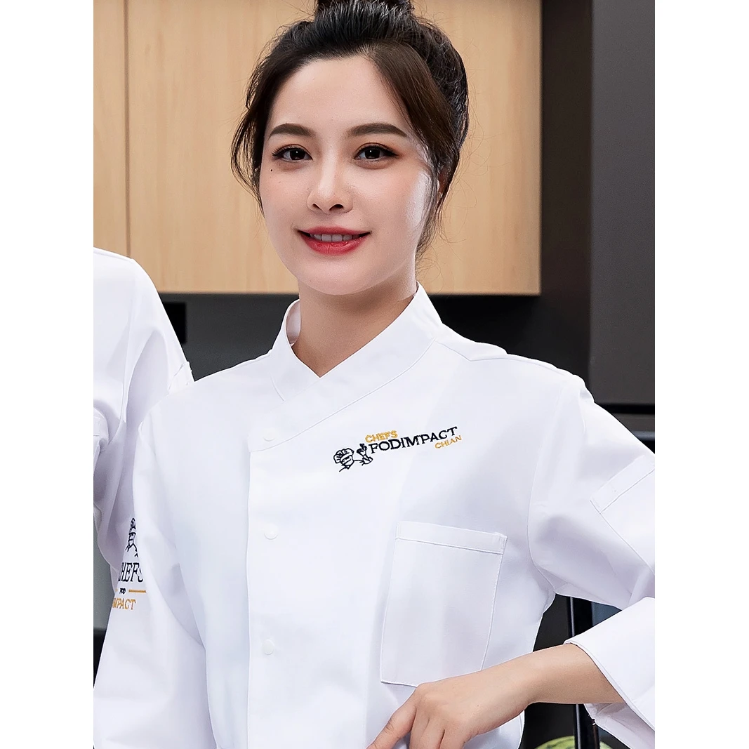 蛋糕店厨师服长袖甜品烘焙坊工作服春秋装西餐厅厨衣定做印字男女