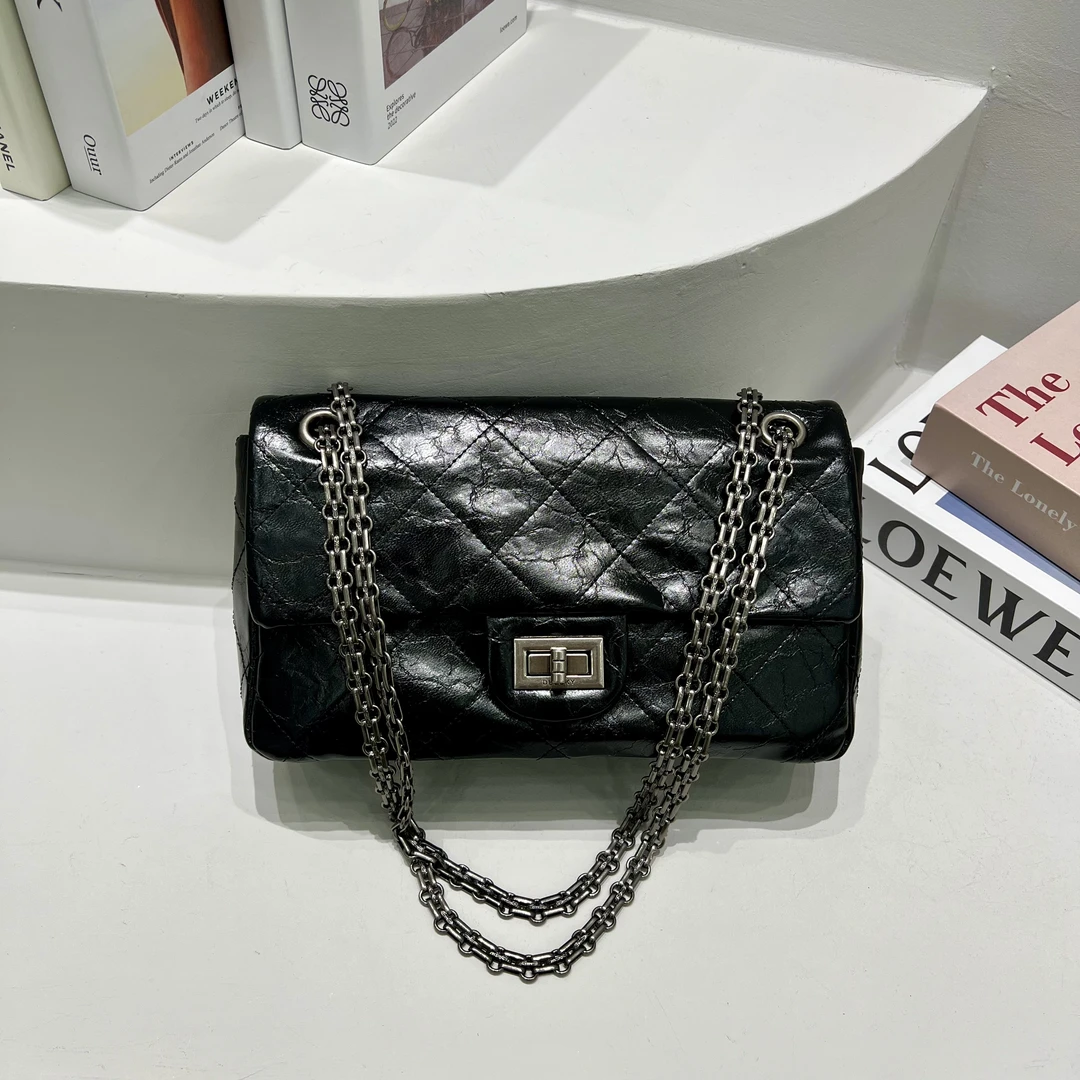 【TY】ZT-D9616-黑色 轻奢绣线高级斜跨单肩潮流女包包