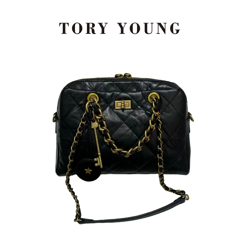 【TY】ZT-D7026-1-手抓牛皮黑 轻奢高级韩版单肩潮流时尚简约女包