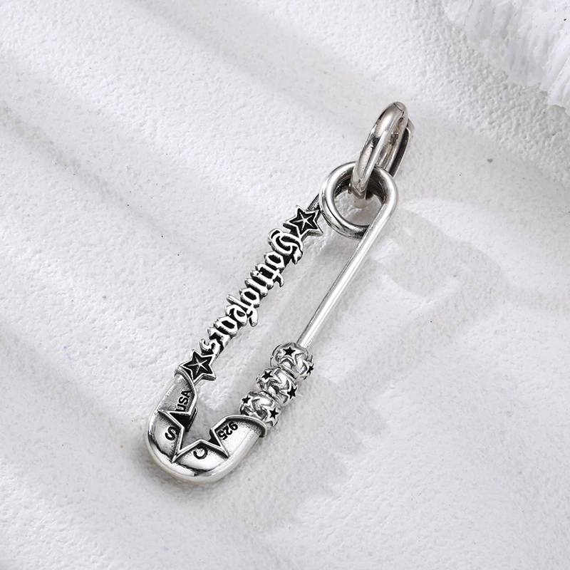 吊坠925银 星星珠字母别针吊坠 百搭项链流行挂坠