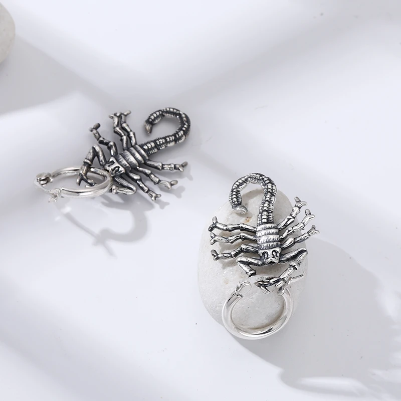 925银耳饰 小众设计创意蝎子耳圈男女款流行耳夹式耳扣