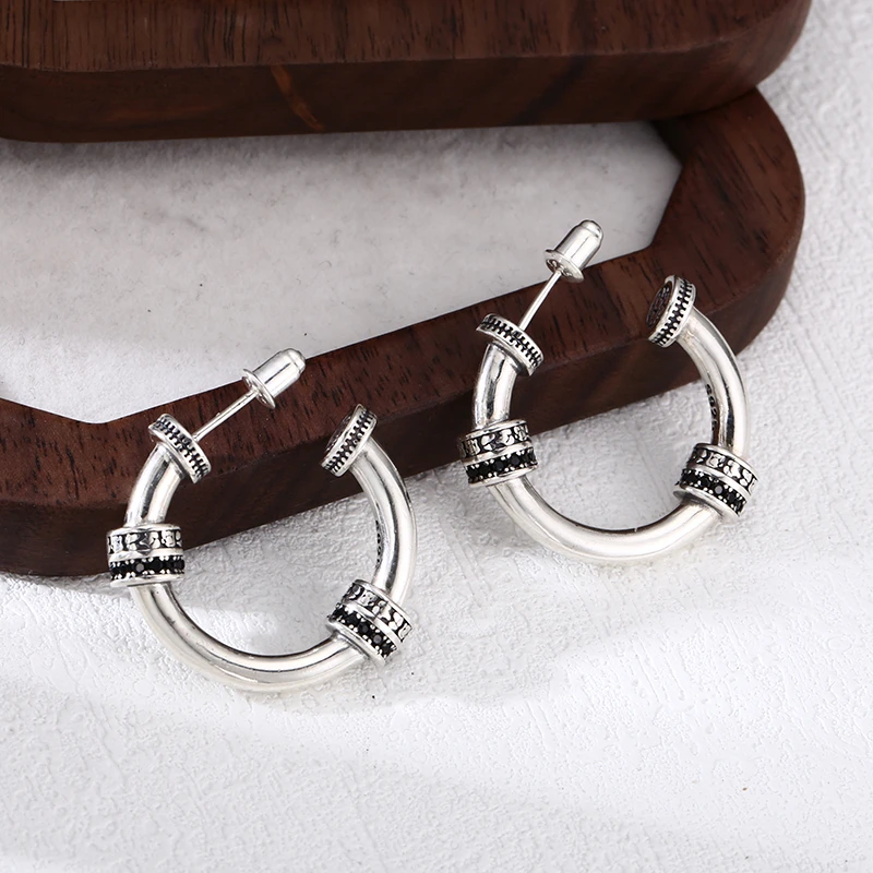 925银耳饰 光面铆钉耳钉 耳扣 韩版流行耳饰