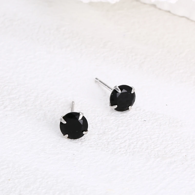 925银耳饰 简约黑锆耳钉 耳扣 韩版流行耳饰