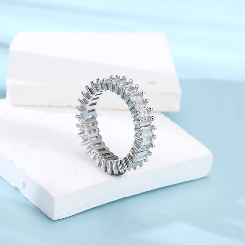 925银戒指 镶石白钻满钻闭口戒指