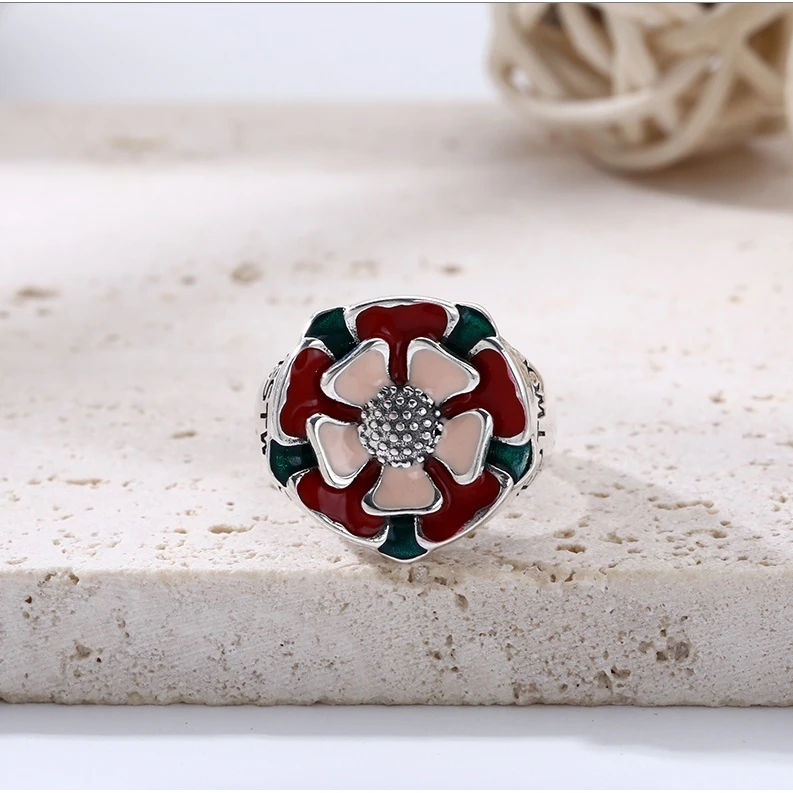 925银戒指 四叶草戒指 男女同款开口戒指