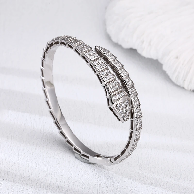 925银手镯 精工蛇开口手镯 男女同款流行饰品