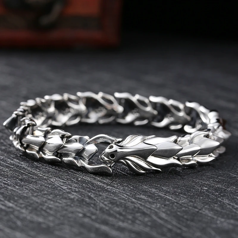 925银手链 SL079朋克风流行龙骨手链 流行男女款手链