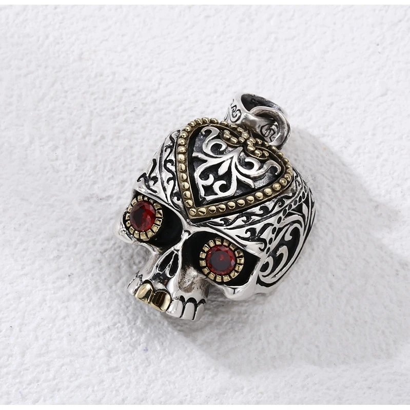 吊坠925银 红眼骷髅吊坠 百搭项链流行挂坠