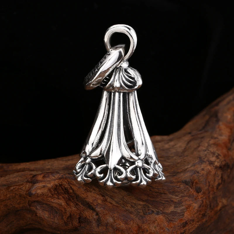 吊坠925银 十字花铃铛吊坠 百搭项链流行挂坠