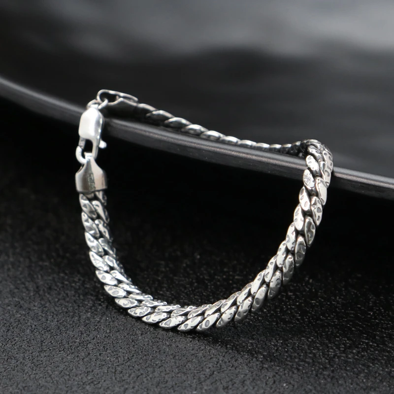 925银手链 光面坦克手链 流行女士时尚手链