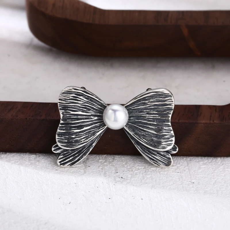 吊坠925银 手工银蝴蝶结吊坠 百搭项链流行挂坠