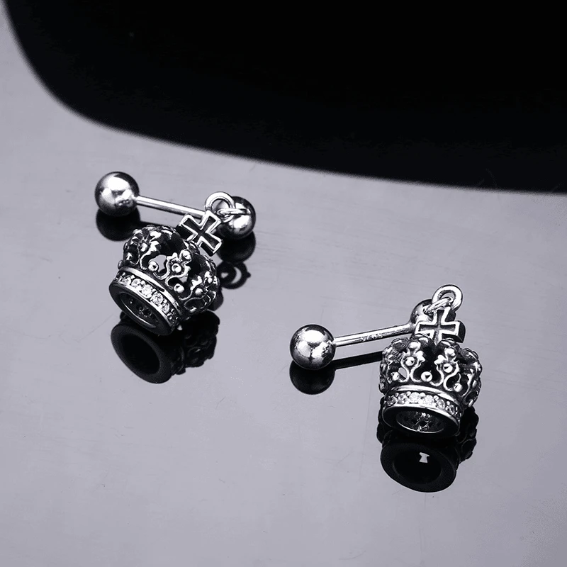 925银耳饰 皇冠螺丝钉耳钉 耳扣 男女款流行耳饰