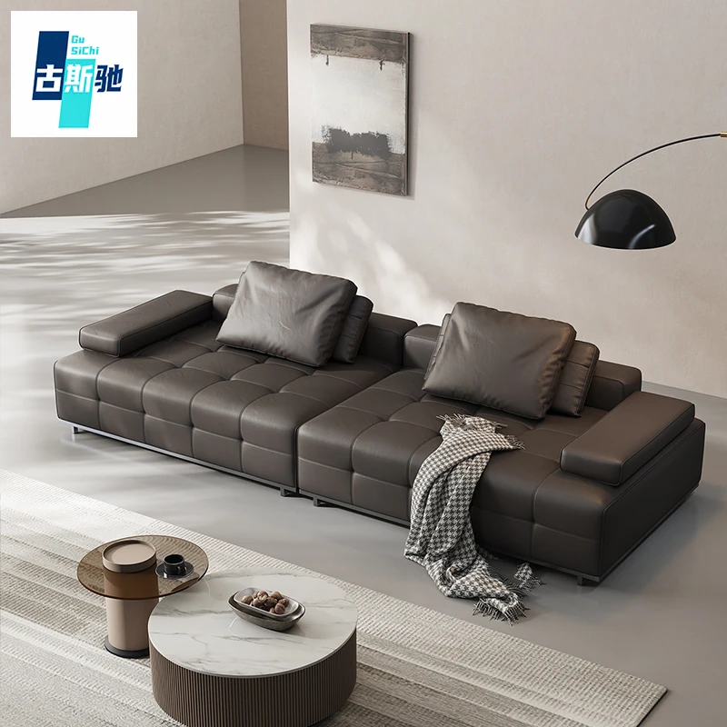 意式极简客厅全真皮沙发米洛提2023新款劳伦斯直排三人位模块乳胶