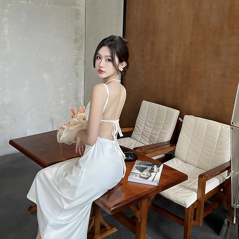 INSTUNNING设计感露背白色吊带裙女欧美风高级感裙子气质连衣裙