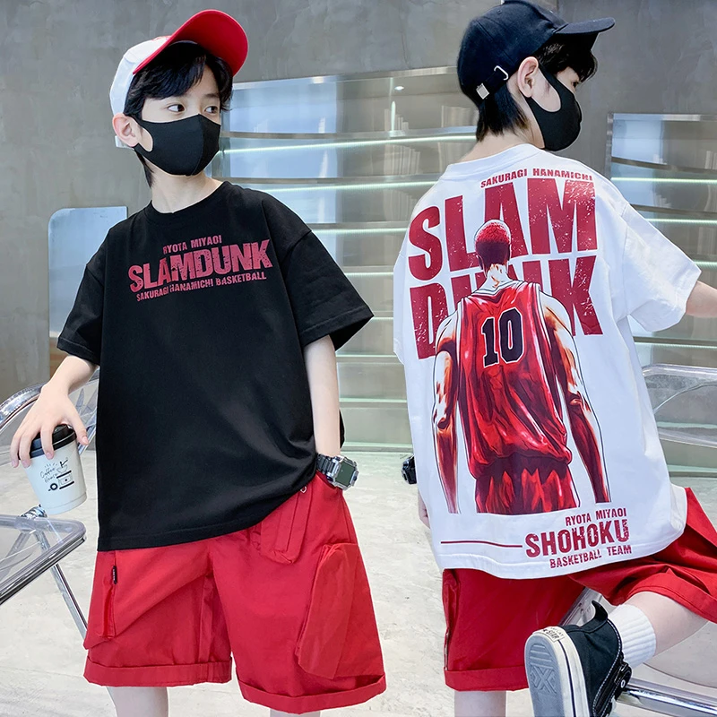 【100%纯棉】儿童t恤夏季短袖男童圆领上衣中大童男孩时尚百搭潮牌