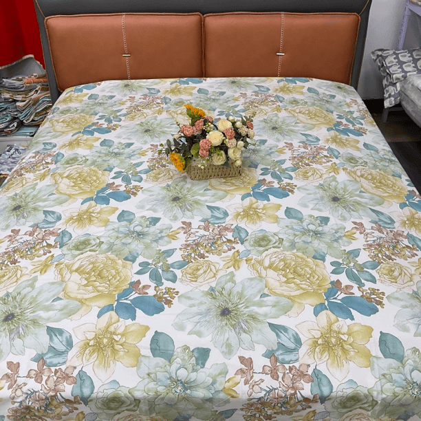 双人床单（水墨牡丹）尺寸2.45*2.4米加厚软竹棉面料