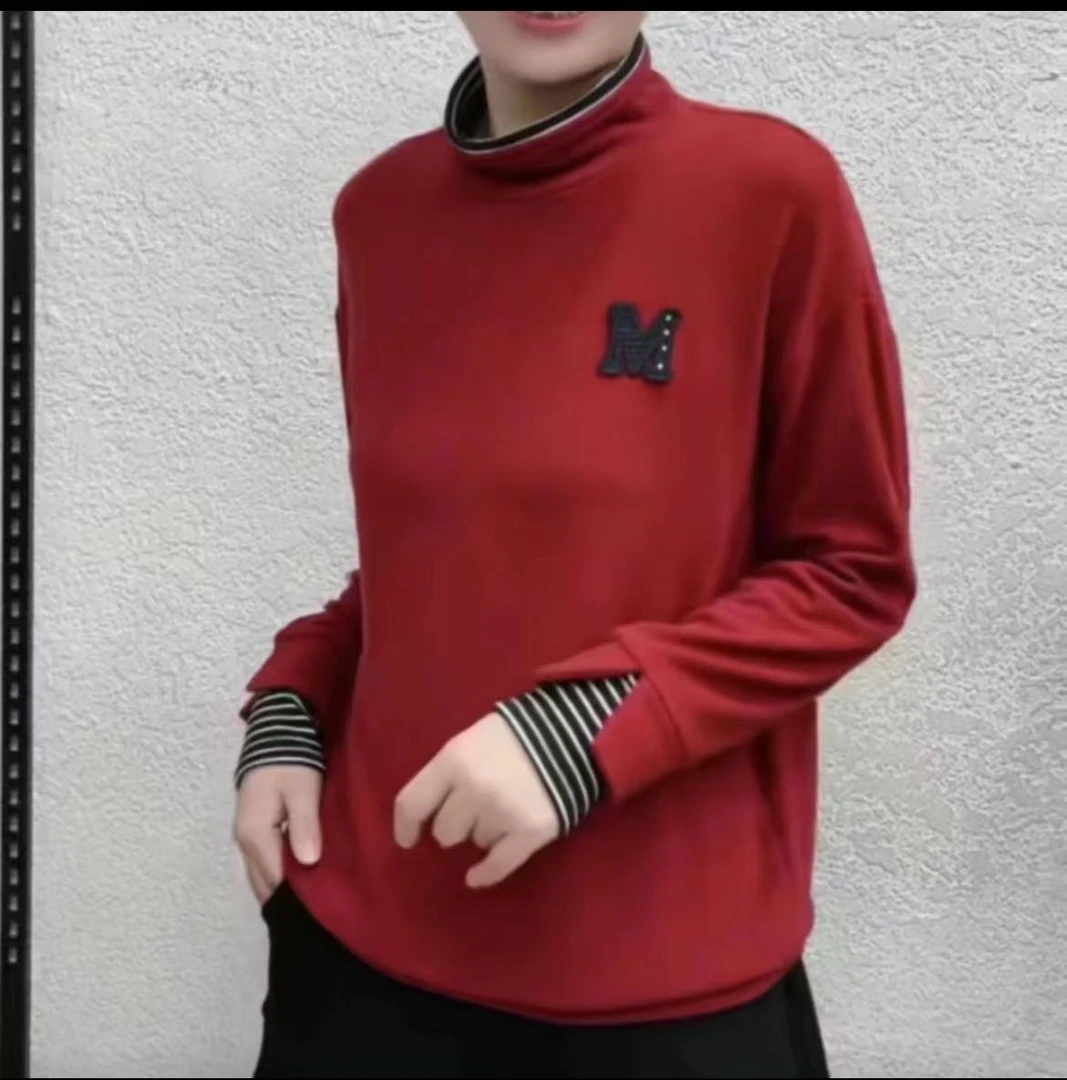 【瀛丽时尚】2327保暖双面绒打底衫半高领休闲百搭长袖冬季女士