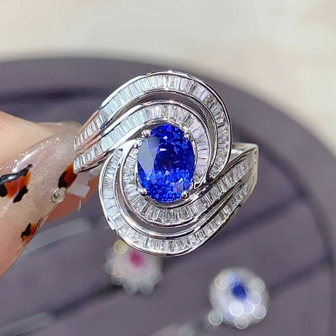 18k金蓝宝石戒指 CGRL证书 矢车菊