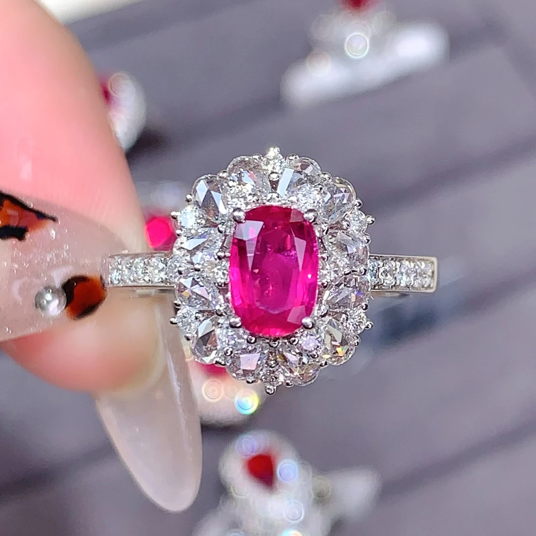 18k金无烧红宝戒指 AIGS证书