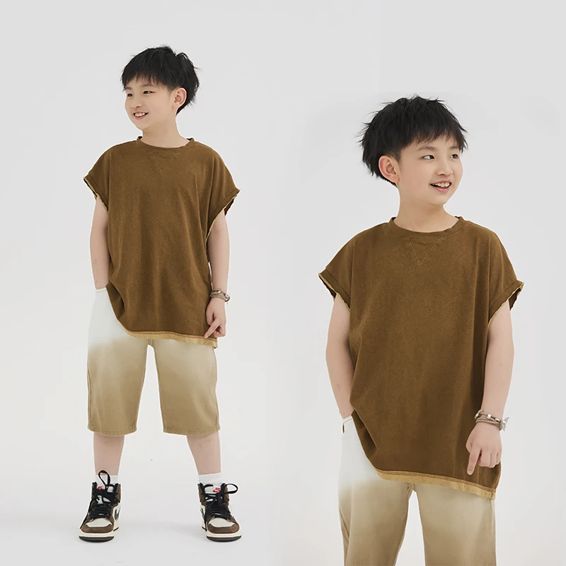 MT原创童装日系男童无袖背心夏季新款儿童宽松休闲百搭上衣中大童