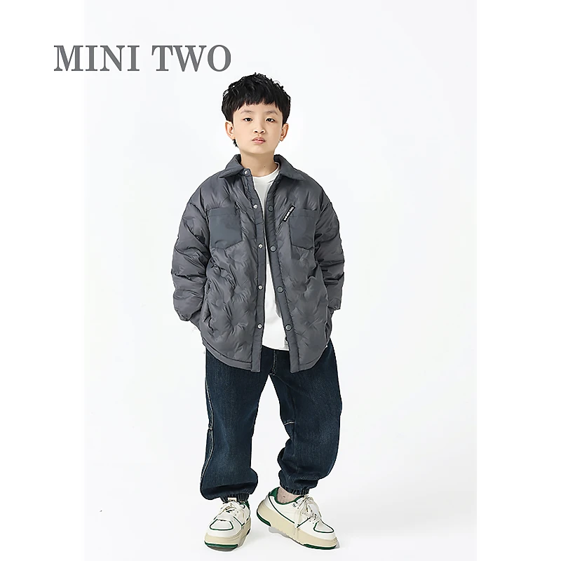 MT原创童装日系男童轻薄衬衫羽绒服儿童秋冬装短款加厚中大童外套