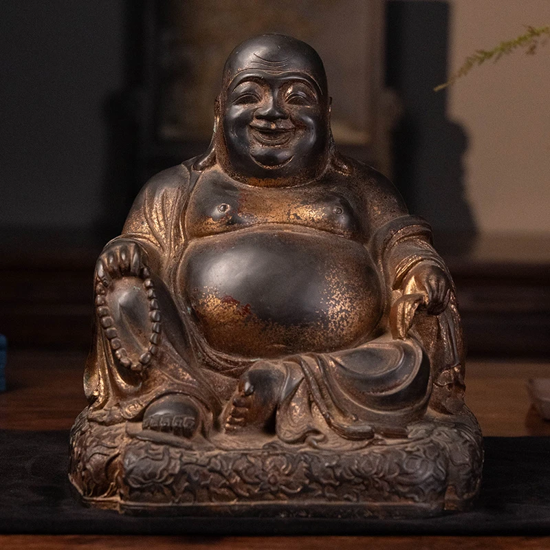 清代 铜泥金弥勒佛像 古董艺术品